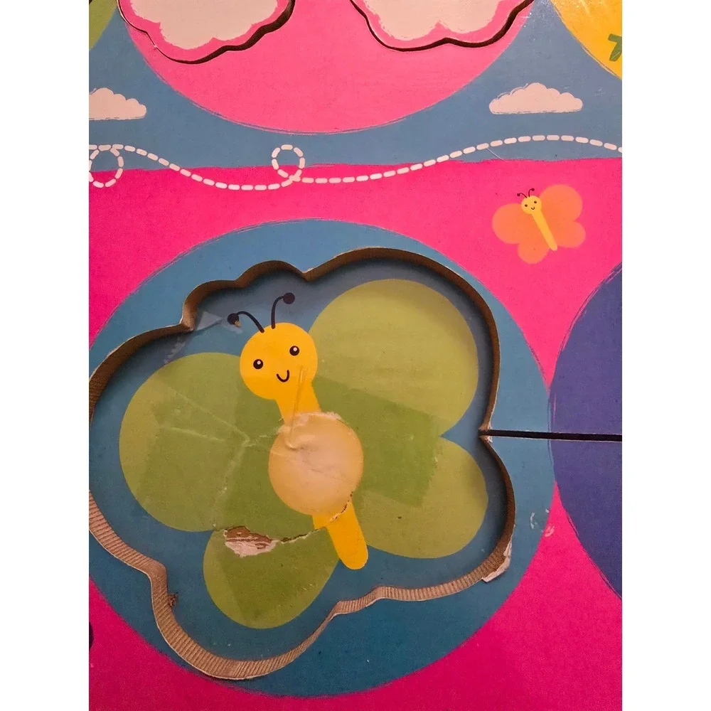 Vintage‎ 2010 Devrian Global Industries Wooden Rainbow Butterfly Peg Puzzle